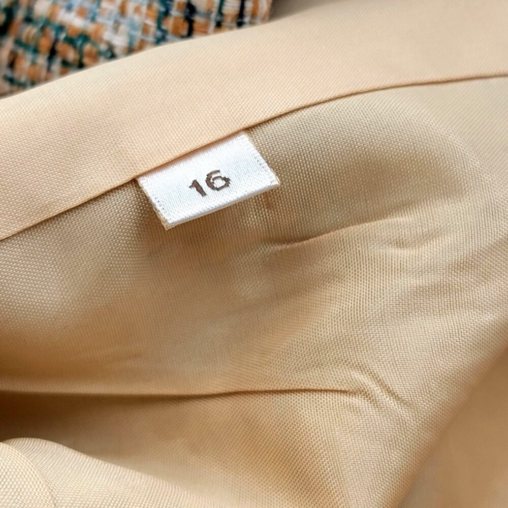 Vintage Silk Womens Tweed Blazer Jacket With Button Front & Pockets Size 16 - Picture 10 of 11